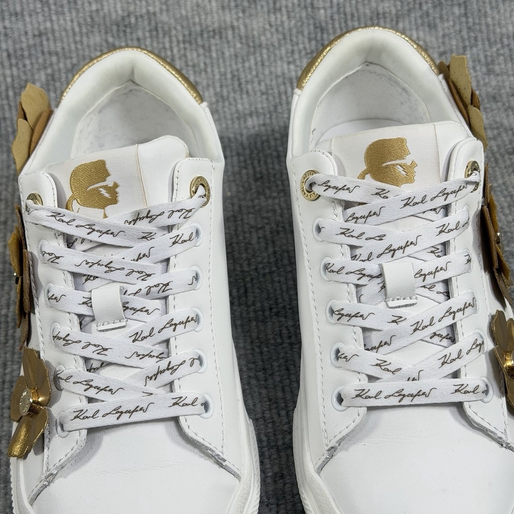 Karl Lagerfeld Paris Size-6.5 Womens Georgia Lace Up Sneaker Leather - Picture 8 of 13